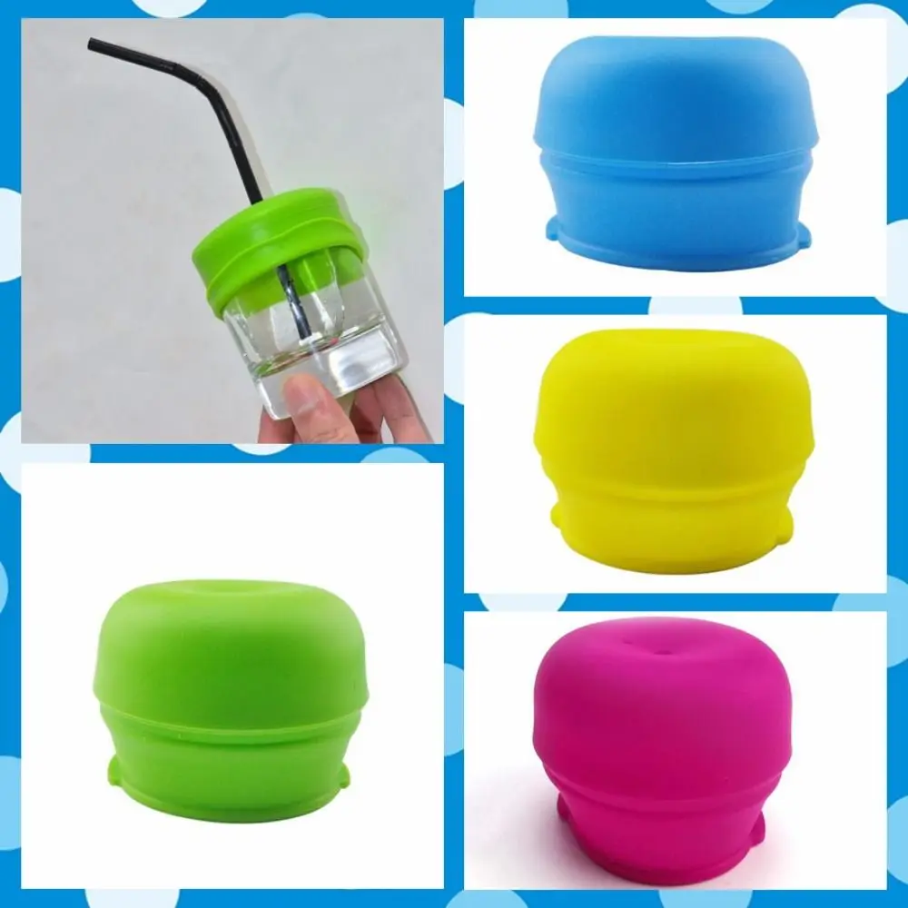 

Elastic Silicone Sippy Cup Lid Durable Spill-Proof Colorful Straw Cup Cover With Straw Hole BPA Free Water Bottle