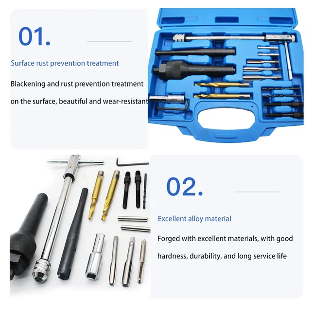 DEWIN Glow Plug Removal Kit - Extractor Tool Set For M8 & M10 Glow Plugs