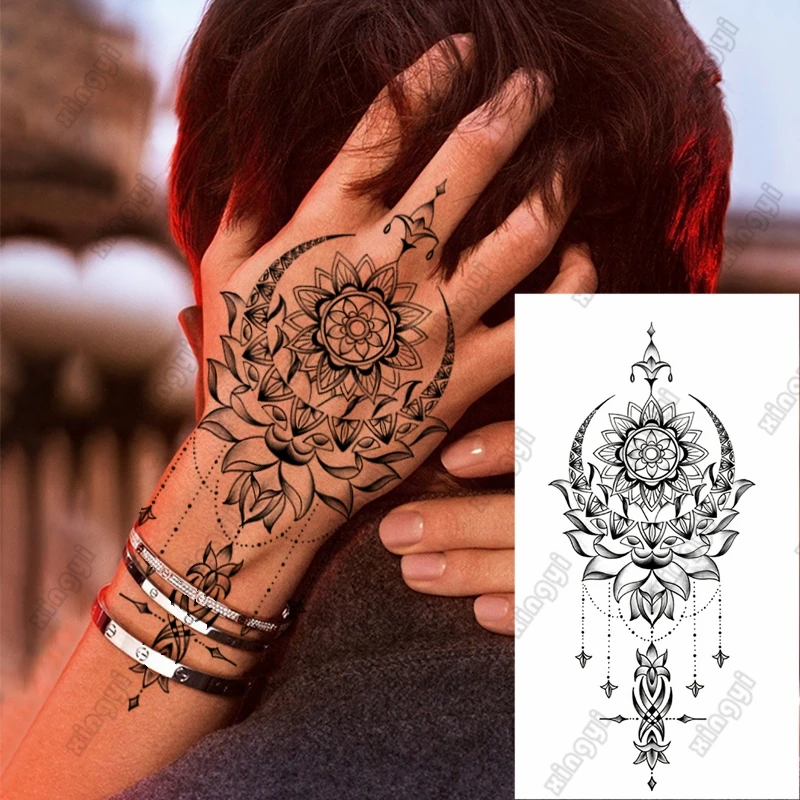 

Waterproof Temporary Tattoo Sticker Chest Lace Henna Mandala Flash Tattoos Wolf Diamond Flower Body Art Arm Fake Tatoo Women Men