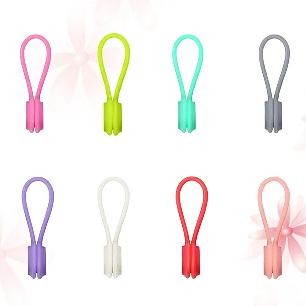 

8pcs Multi-purpose Magnetic Earphone Winders Silicone Cord Organizer Wire Holder Cable Bookmark Keychain Management (Mixed
