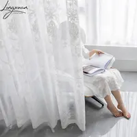 White Embroidered Sheer Voile Curtains For Bedroom Europe Tulle Window Curtain For Living Room Customized Size Home Drape Blinds 1