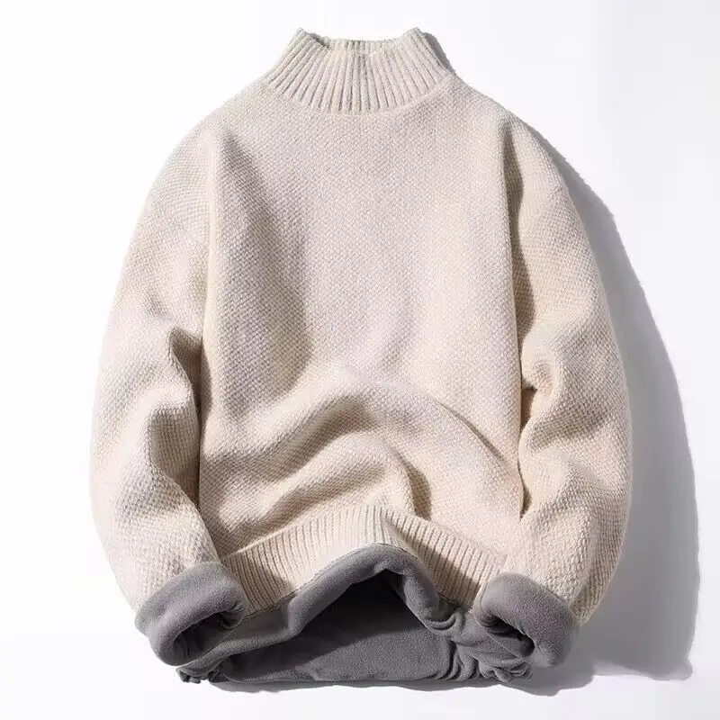 

Autumn Winter Men`s Sweater Turleneck Collar Warm Thickened Loose Pullovers Knitwear Sweater Undershirt For Men Plus Size 3XL
