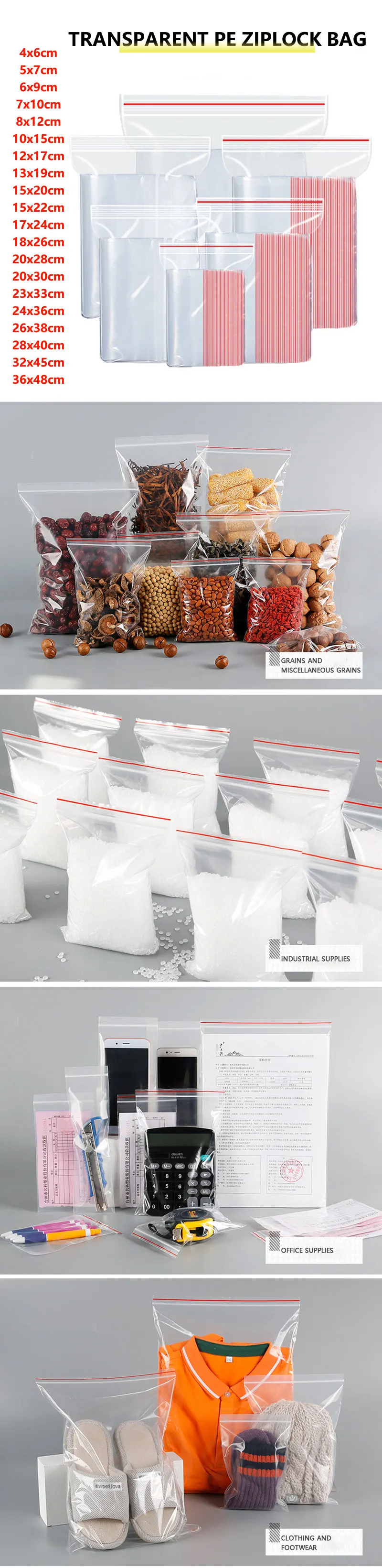 Description Picture 3 of itemSmall Zip Lock Plastic Bags Reclosable Transparent Bag Vacuum Storage Bag Clear Bags Ziplock Food Storage Bags plastic zip bag