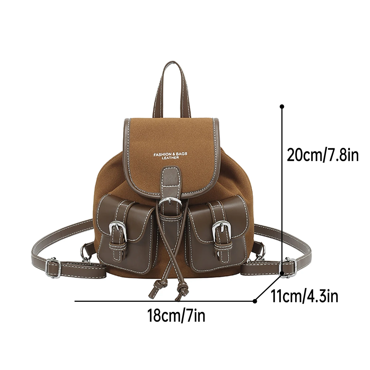 Autumn and Winter Retro Suede Backpack for Work and Commuting, Versatile Women's Travel Backpack, College Student School Bag, Shopping Fashion Mobile Phone Bag