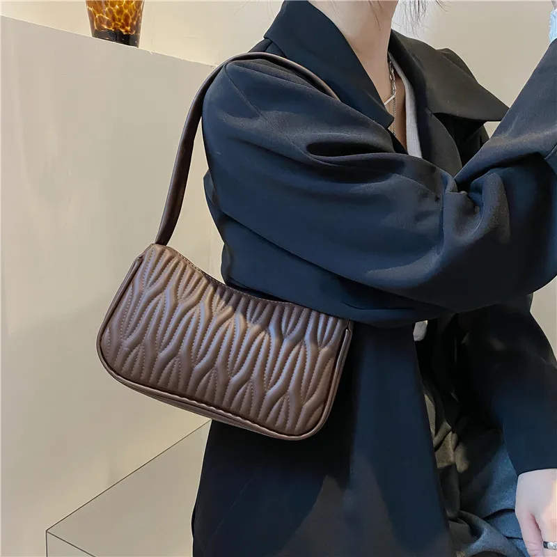 

Casual Solid Color Women Handbag PU Leather Shoulder Bags Fashion Female Girls Luxury Designer Underarm Bag Shopping Hand Bags