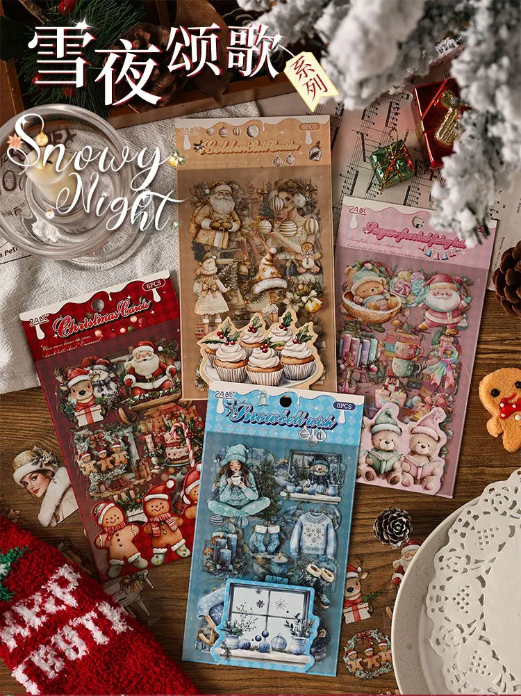6sheets Snow Night Ode Series Kawaii Christmas Snow Night PET Sticker Creative Decoration DIY Diary Scrapbook Aesthetic Supplies
