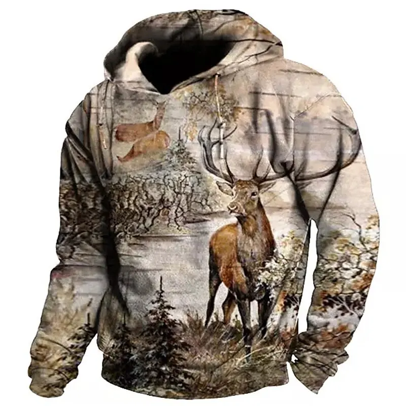 

Men's Hoodie 3d Elk Printed Hoodies For Men Designer Clothes Oversized Pullover Long Sleeves Hoody Outdoor Sweatshirts Harajuku