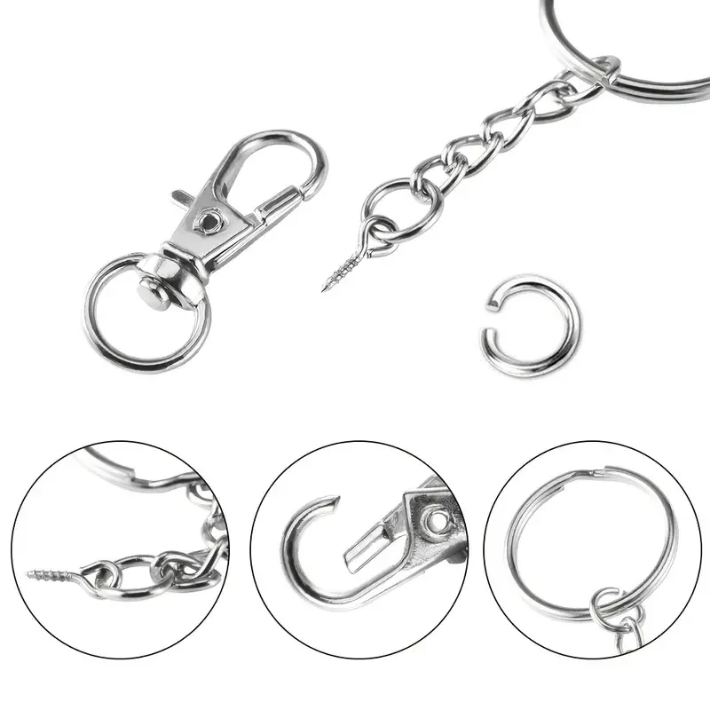 

75Pcs Screw Eye Pin Key Chains With Open Jump Ring Chain Extender Eye Pins Split Keyring Jewelry Making Findings