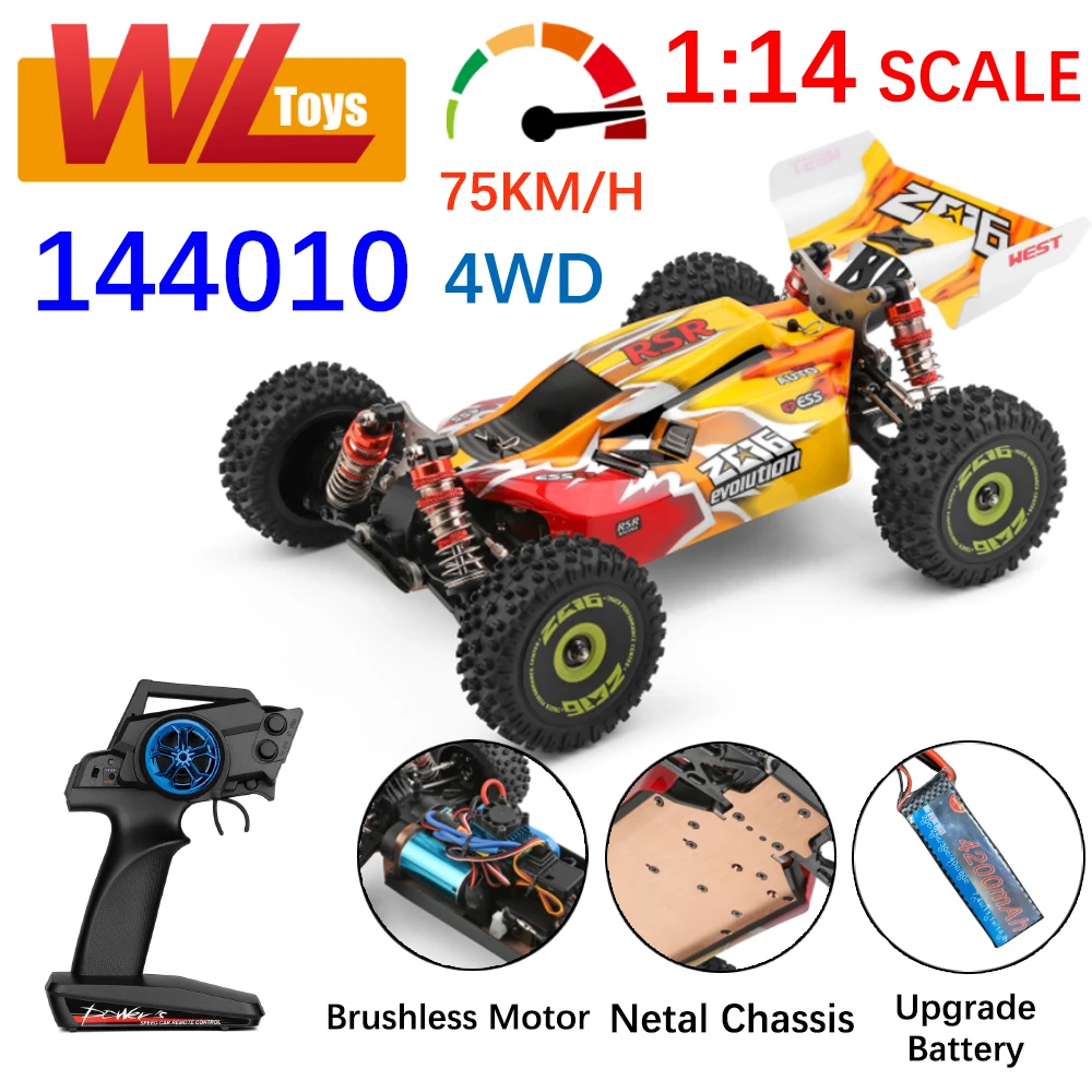 WLtoys 144010 RC Car 75KM/H Brushless 4WD Electric Off Road RC Drift