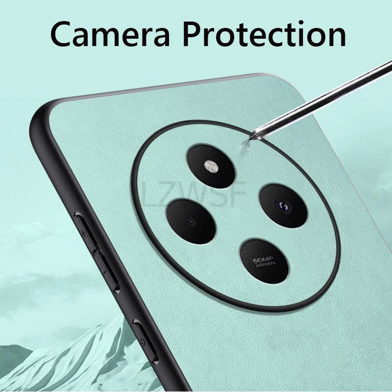 Simple Plain Skin Leather Soft ShockProof Back Cover Case For Xiaomi Redmi 14C Redmi14C 4G Phone Cases Fundas