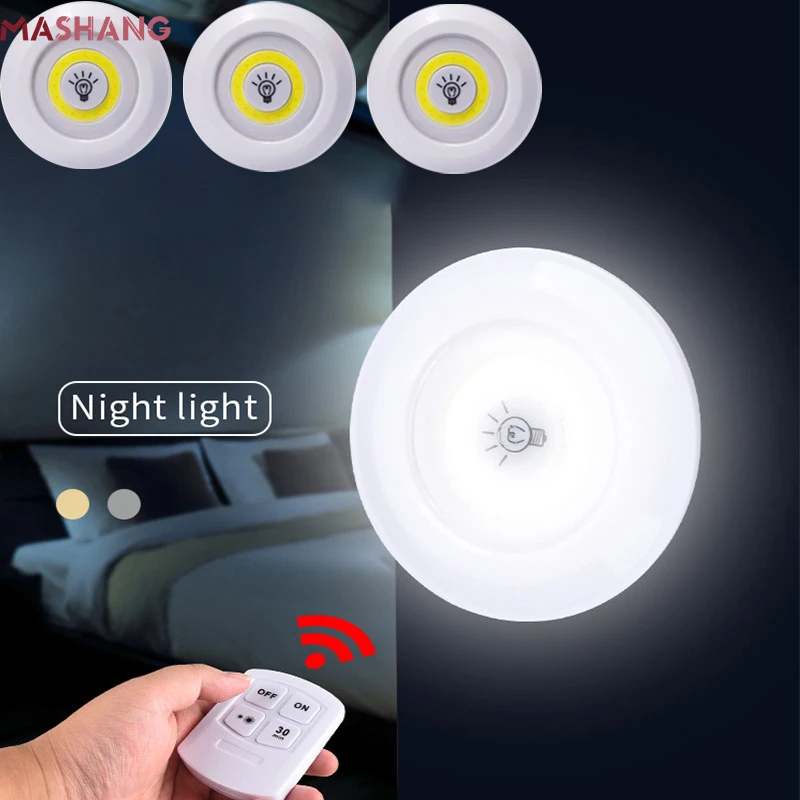 

3/5/10Set Led Light with Remote Control COB Under Cabinet Led Lights AAA Battery Powered Kitchen Wardrobe Closet Home Night Lamp