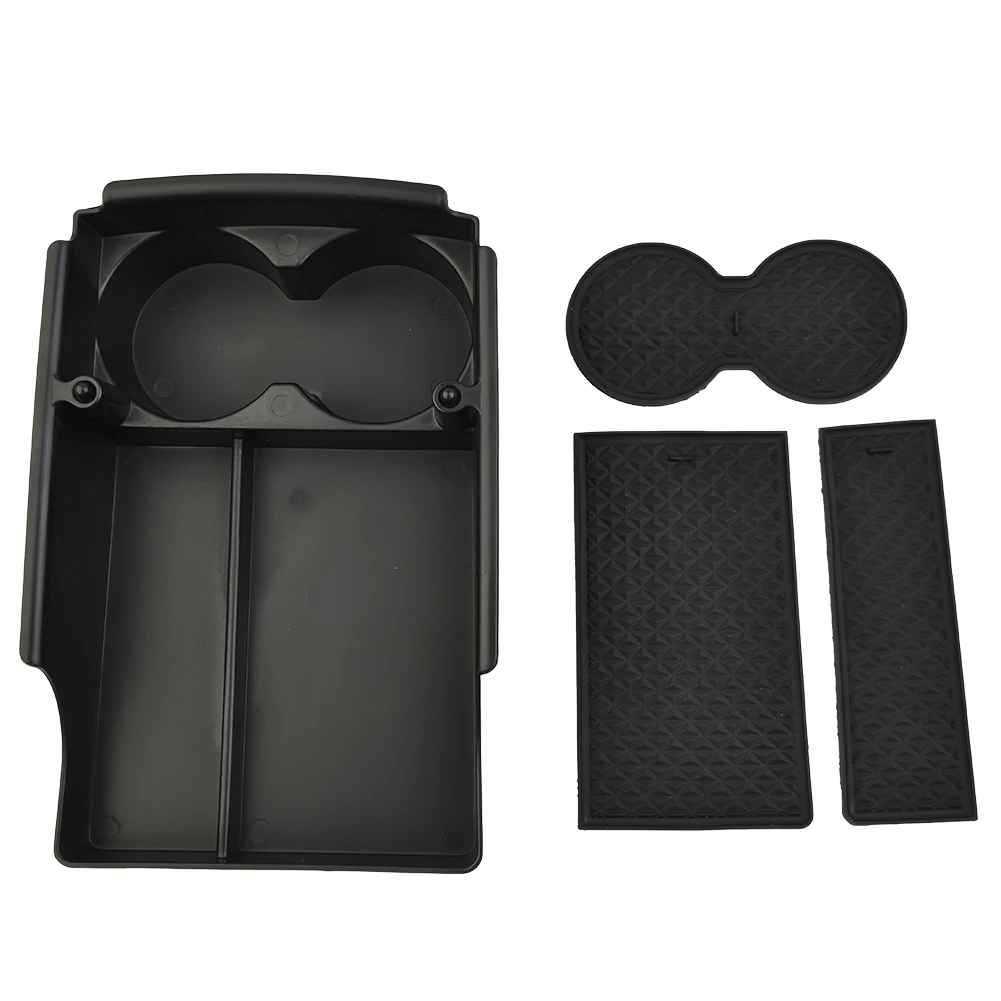 

Black Replacement Car Center Console Tray Interior Storage Cup Holder Tidying Organizer Accessories Portable Armrest