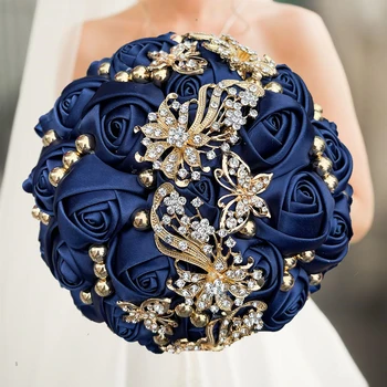 Navy Wedding Bouquet Bridesmaid Bridesmaid Holding Flowers for Wedding Decoration 1
