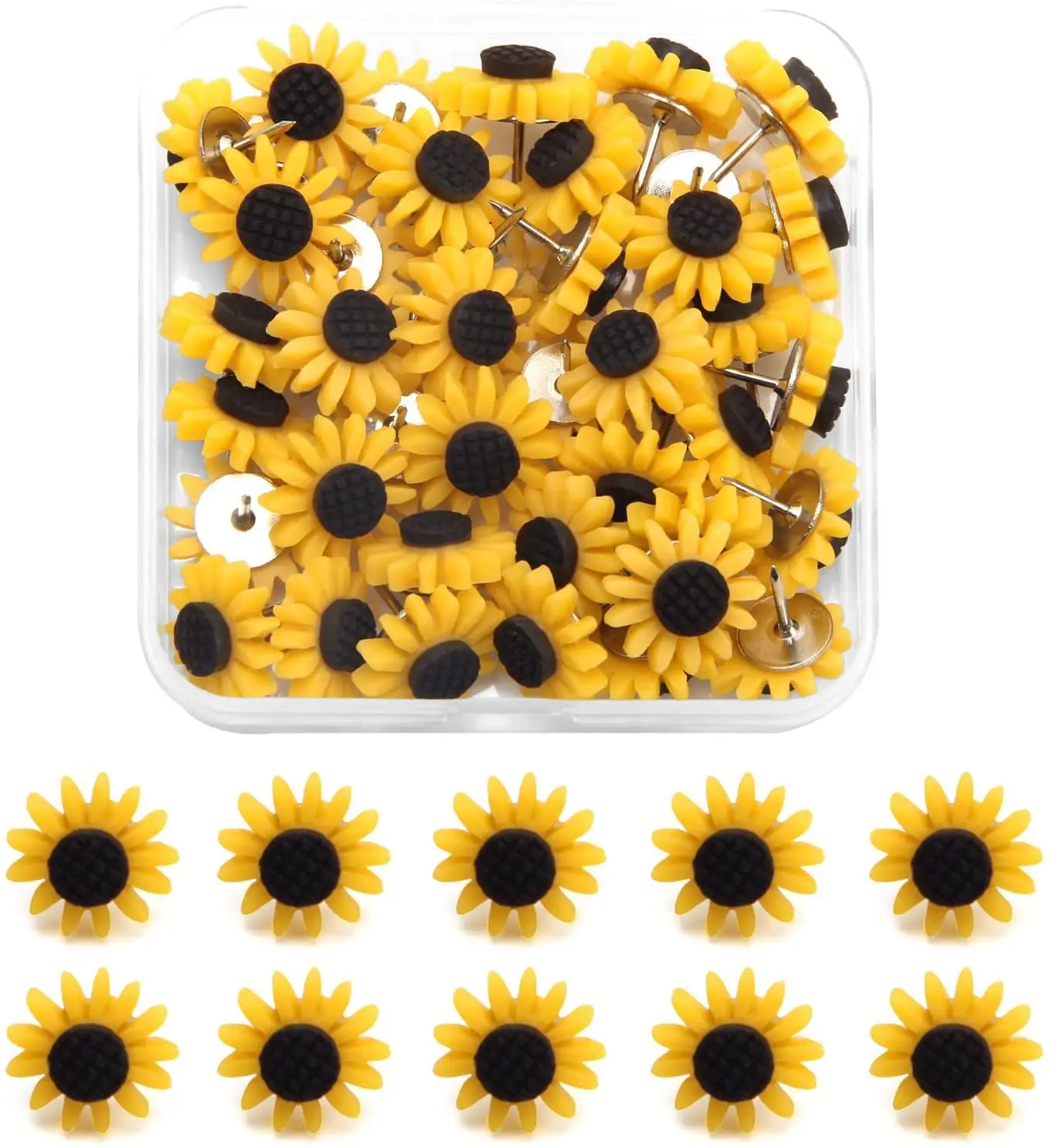 Push Pins Thumbtack Sunflower Shape Push Pins Thumb Tacks for Notice Board Cork Board Paper Photo Wall Studs Pins Sationery Office Supplie