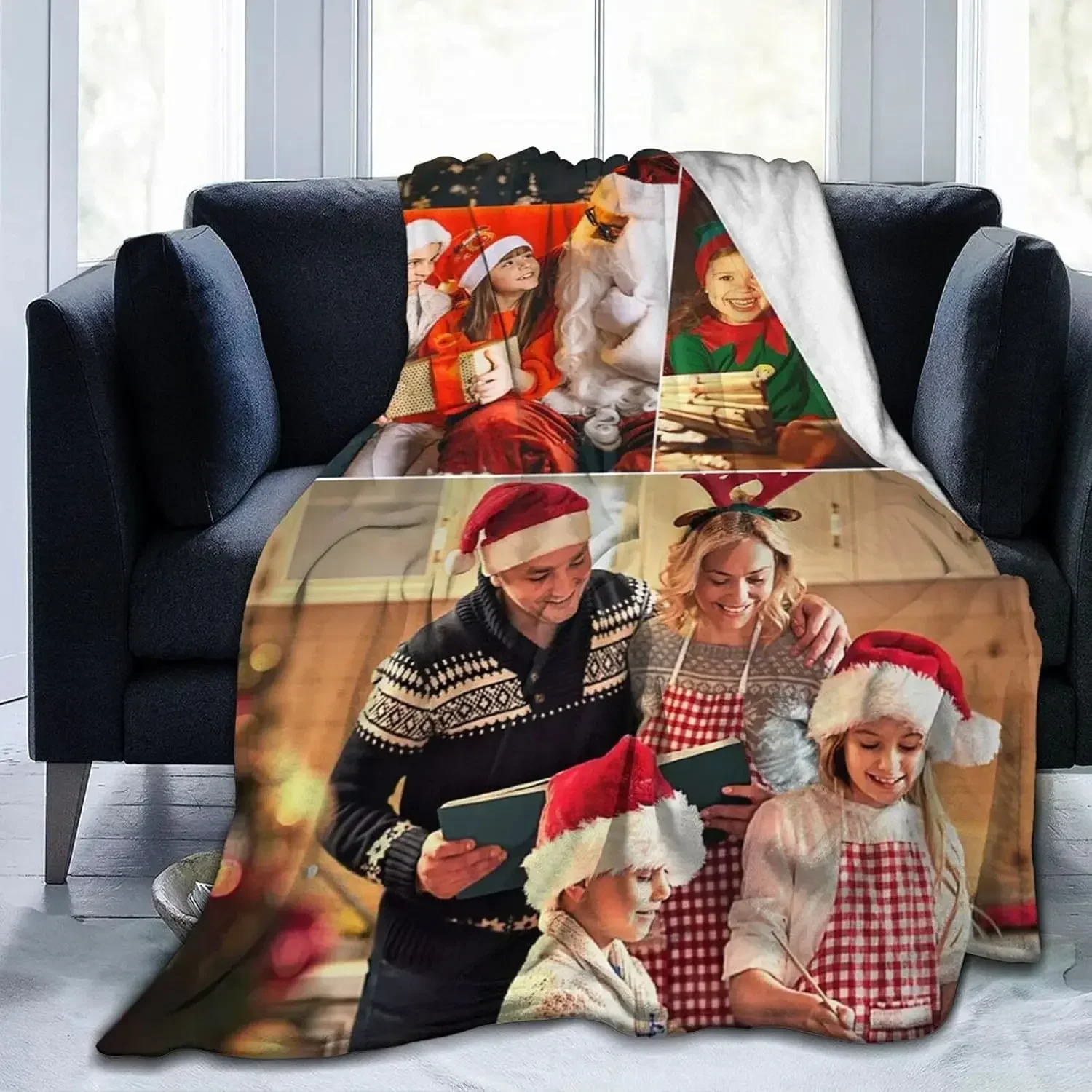 Custom Blanket with Photo,Personalized Flannel Blanket for Adults Children Birthday Christmas Father Mother Valentine's Day Gift 3