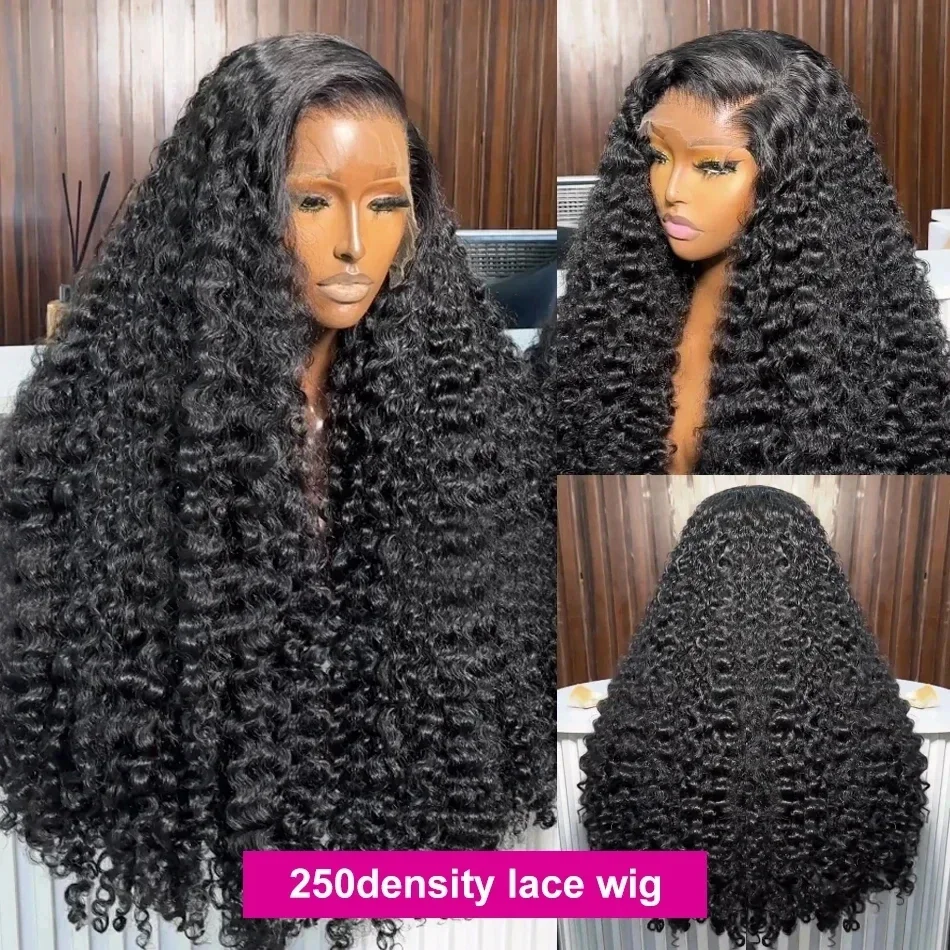 250 Density 13x6 HD Lace Deep Wave Frontal Wig Human Hair 30 40 Inch Water Wave Transparent Front Curly Wigs Brazilian Silkwave human hair wig,human hair extensions,lace front wig,human hair wigs,front lace wig
