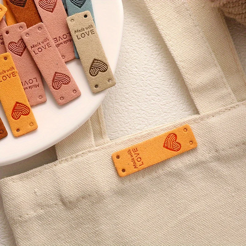 50pcs Color LOVE leather label microfiber leather brand Korean cashmere label diy headdress accessories