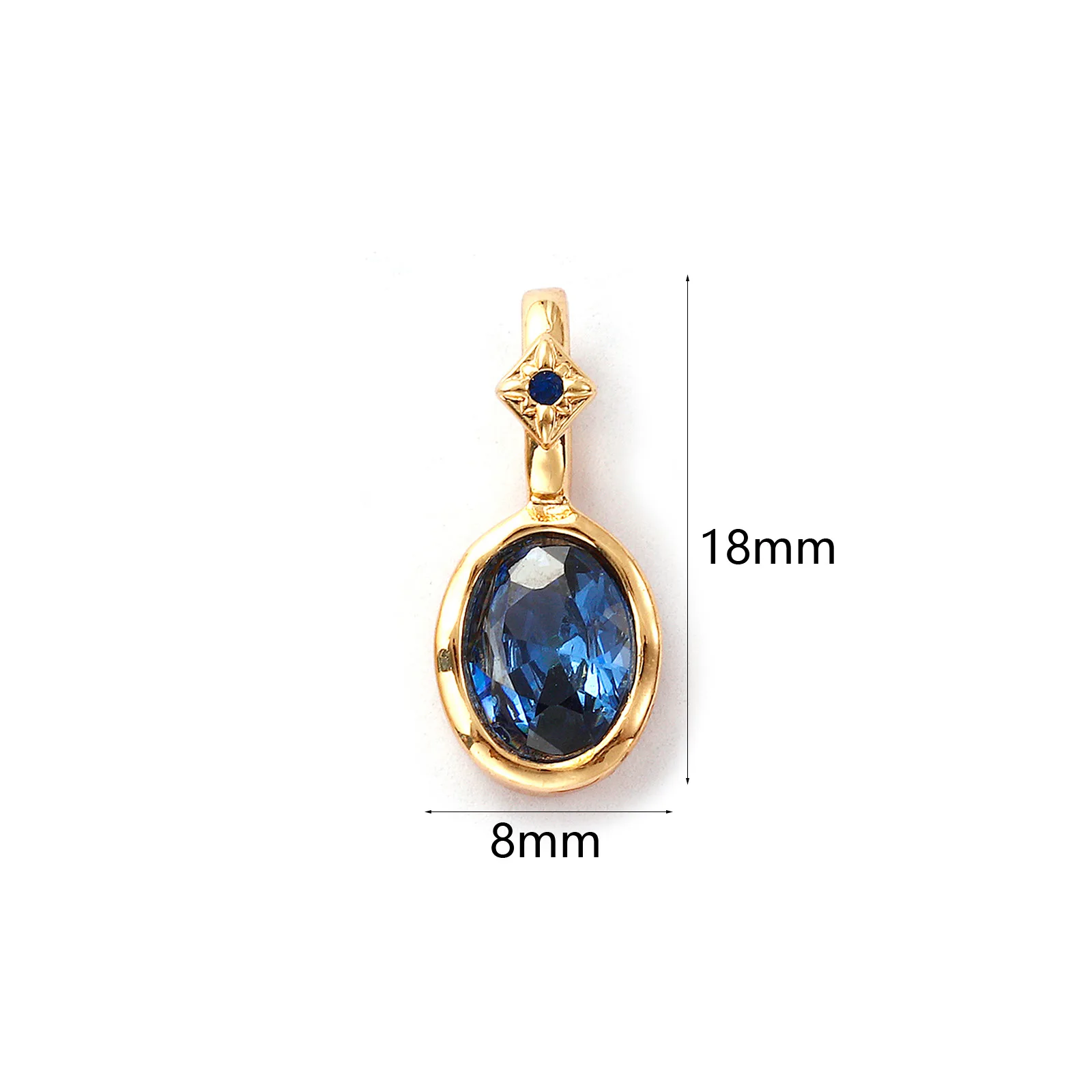 1 Stück Messing & Zirkonia Geburtsstein Charms 14K vergoldet Oval Anhänger für DIY Halskette Ohrring Schmuckherstellung 18mm x 8mm – Detail 9