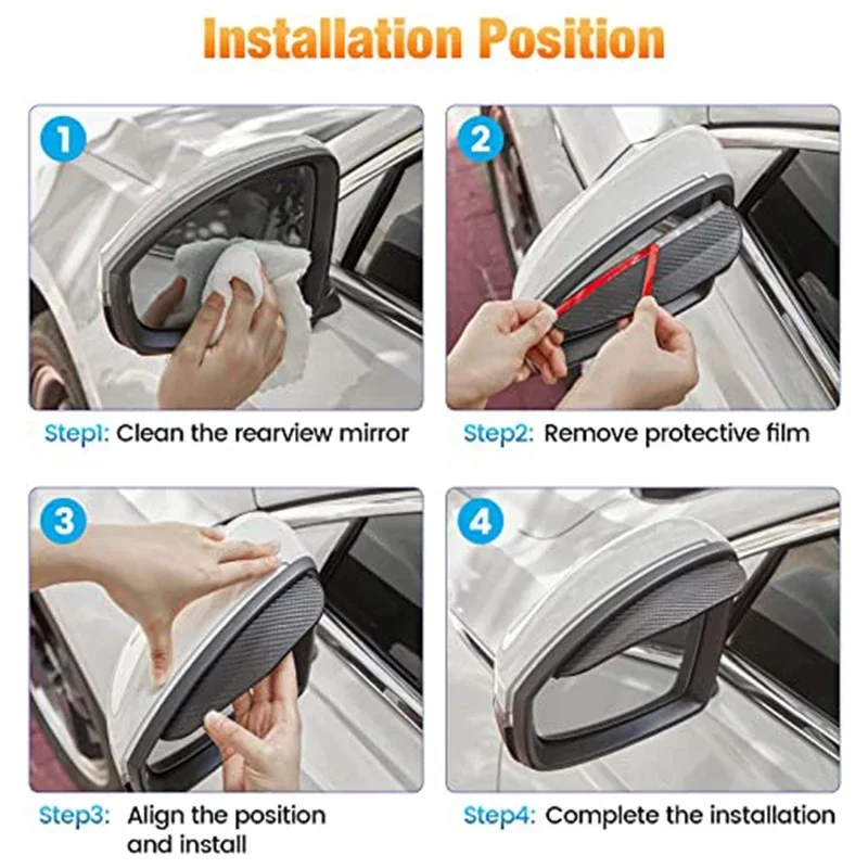 Car Rearview Mirror Visor Rearview Mirror Rain Shield Rearview Mirror Rain Eyebrow Rearview Mirror Rain Guard 2Pcs Car Rearview Mirror Rain Eyebrow Visor Protector Carbon Fiber Auto Rear View Mirror Rain Shield Snow Guard Sun Shade Cover