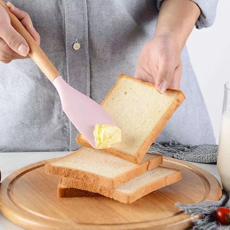 Silicone Cream Baking Scraper Non Stick Butter Spatula Cutter Chocolate Smoother Heat Resistant Kitchen Pastry Tools Scraper