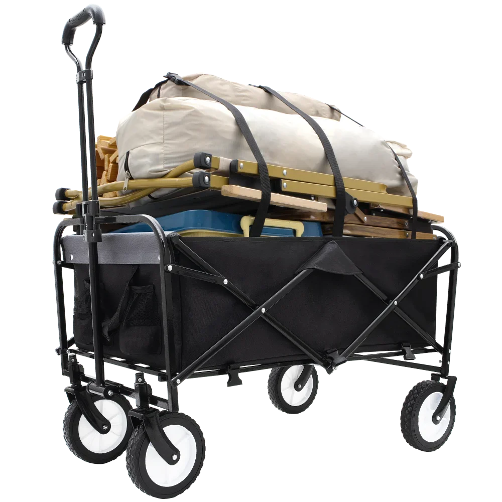 360lbs Collapsible Foldable Wagon Cart with strapping system ,Beach Wagon Utility Cart Utility Grocery for Camping