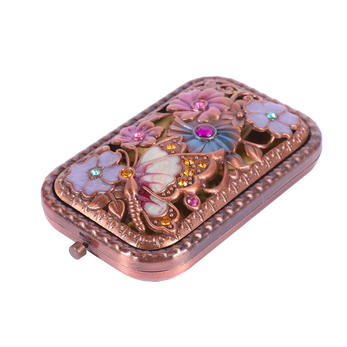 Travel Vanity Mirror Makeup Retro Pocket Small for Purse Foldable Mini Double Side diy metal retro purse frame kiss clasp lock for clutch bag handbag accessories pearl head knurling semicircle bag hardware