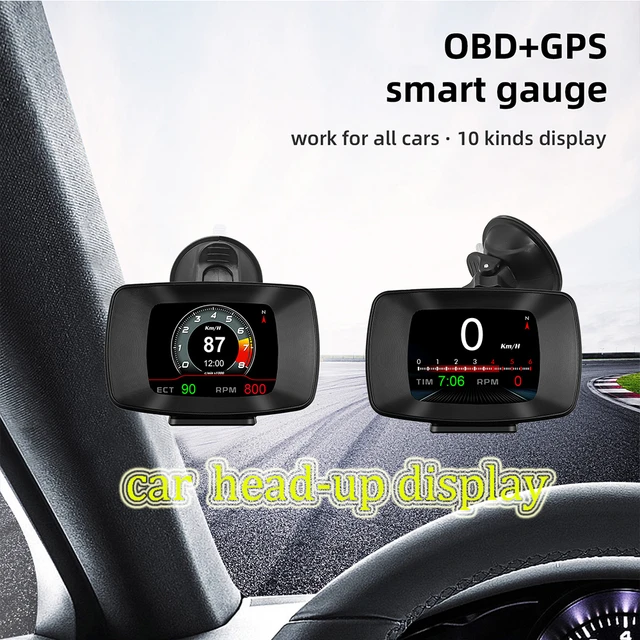 Projecteur de jauge de voiture avec système OBD, affichage tête haute  automatique, compteur de vitesse HUD GPS, test de revêtement muqueuse,  accessoires électroniques de voiture, A401 - AliExpress