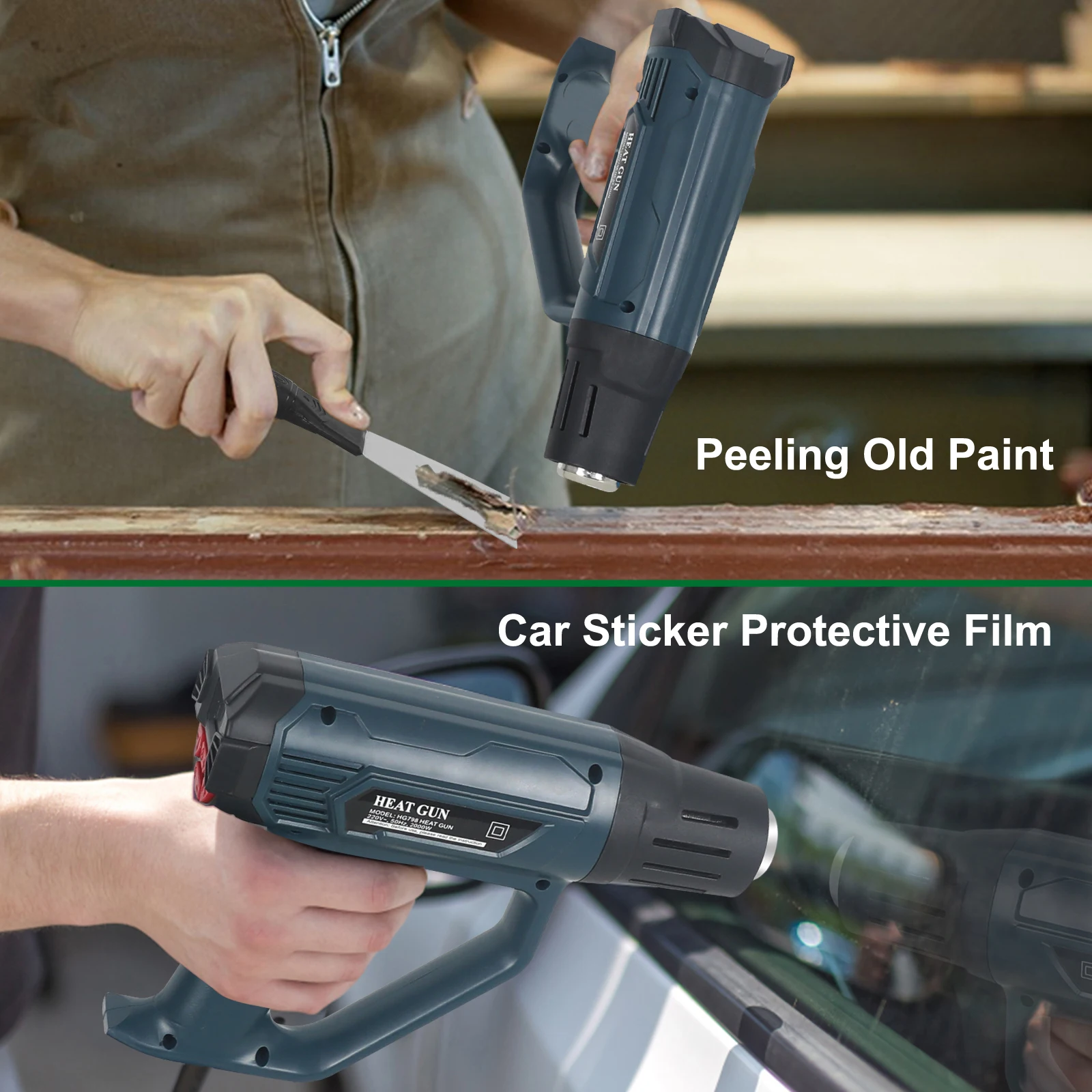 NEWACALOX – Kit de pistolet thermique à température réglable, avec quatre  embouts métalliques, chauffage rapide, pour l'artisanat, la peinture, 50 ℃  ~