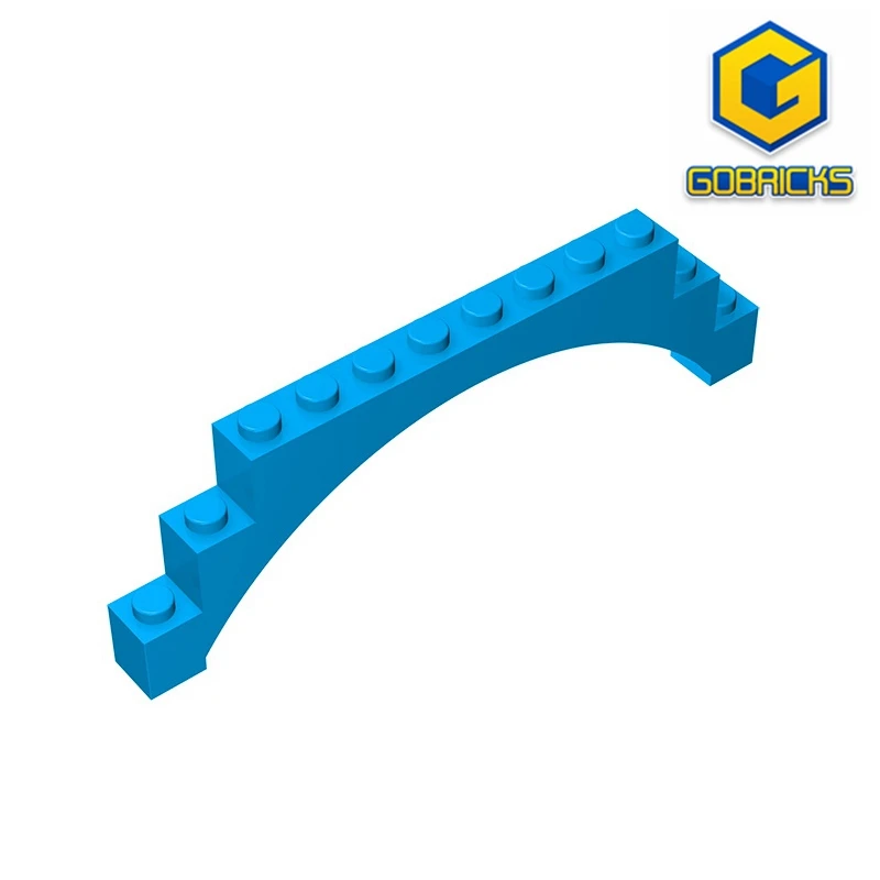 Gobricks GDS-676 Bogen 1x12x3 Erhöhter Bogen mit 5 Kreuzstützen, kompatibel mit Lego 18838 6108 14707 Kinderspielzeug. Baut zusammen