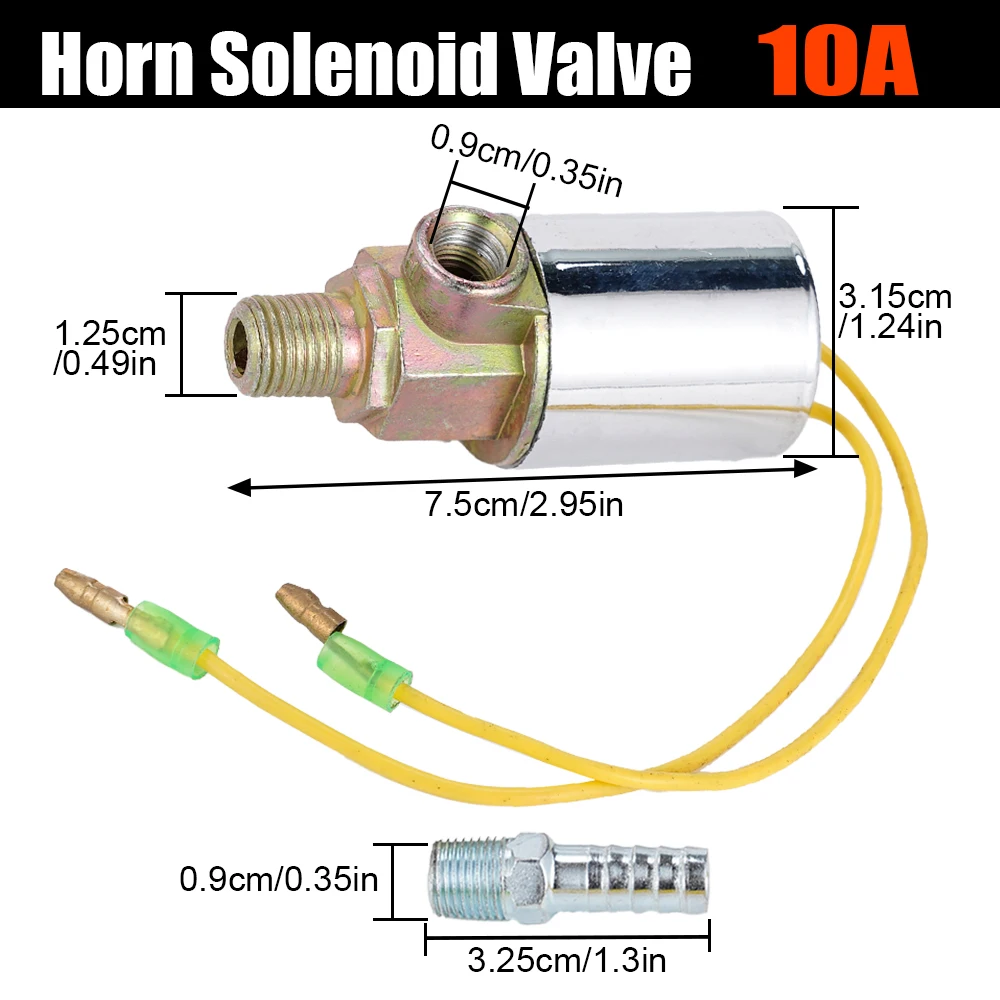 금속 자동차 기차 트럭 에어혼 전기 솔레노이드 밸브, 헤비 크롬, 1/4 인치, 12V, 24V, 10A, 신제품