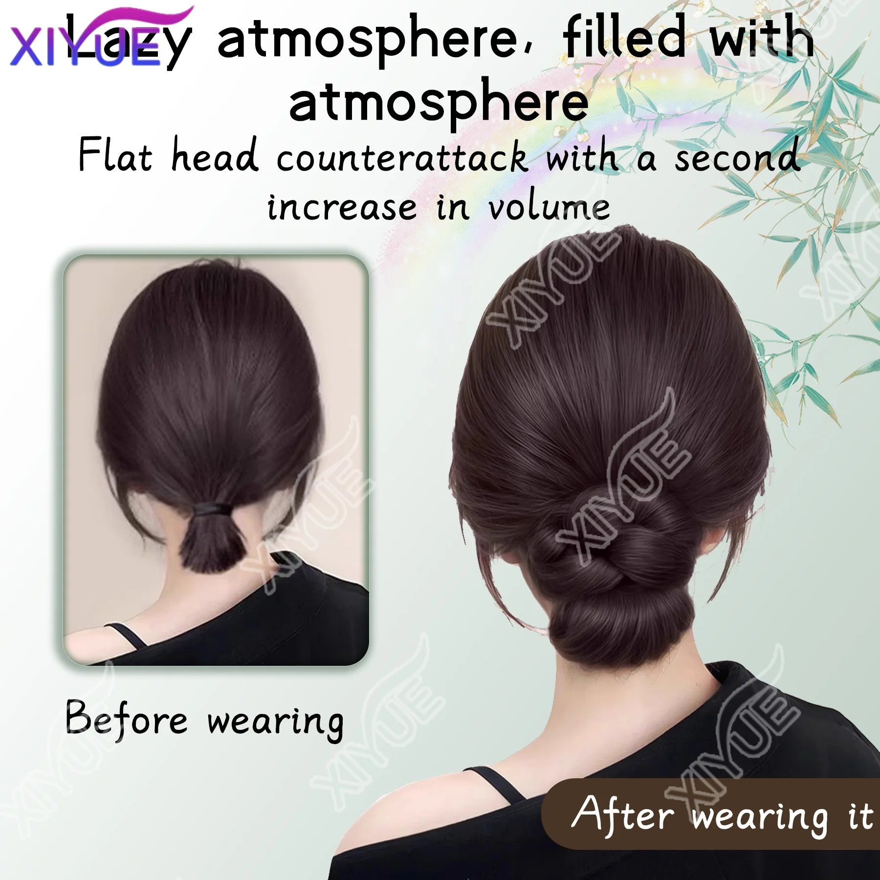 XIYUE Synthetic Clamp Type Loop Hairstyle with Claw Clip Horsetail Hair Extensions with Head for Women
