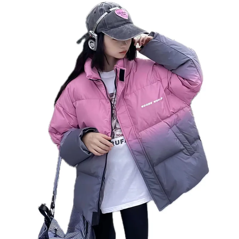 Winter Boys Girls Stand up collar gradient down jacket Child Warm Coat 4-14 Outerwear