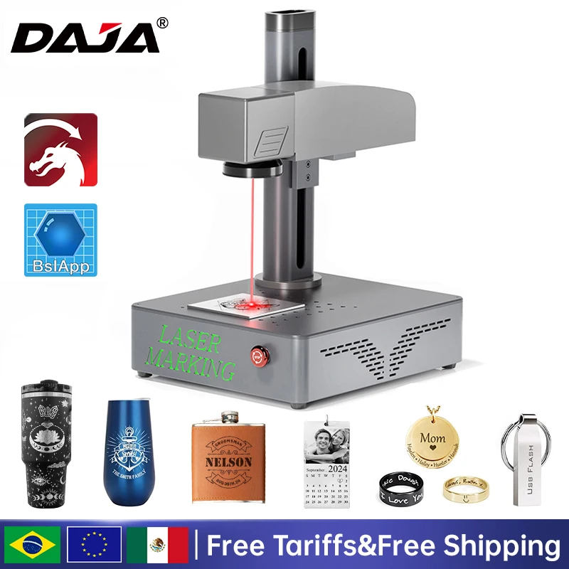 DAJA S4 Fiber Laser Marking Machine High Power Cutting Metal Jewelry Business Industrial Engrave Metal Jewelry Leather Plastic
