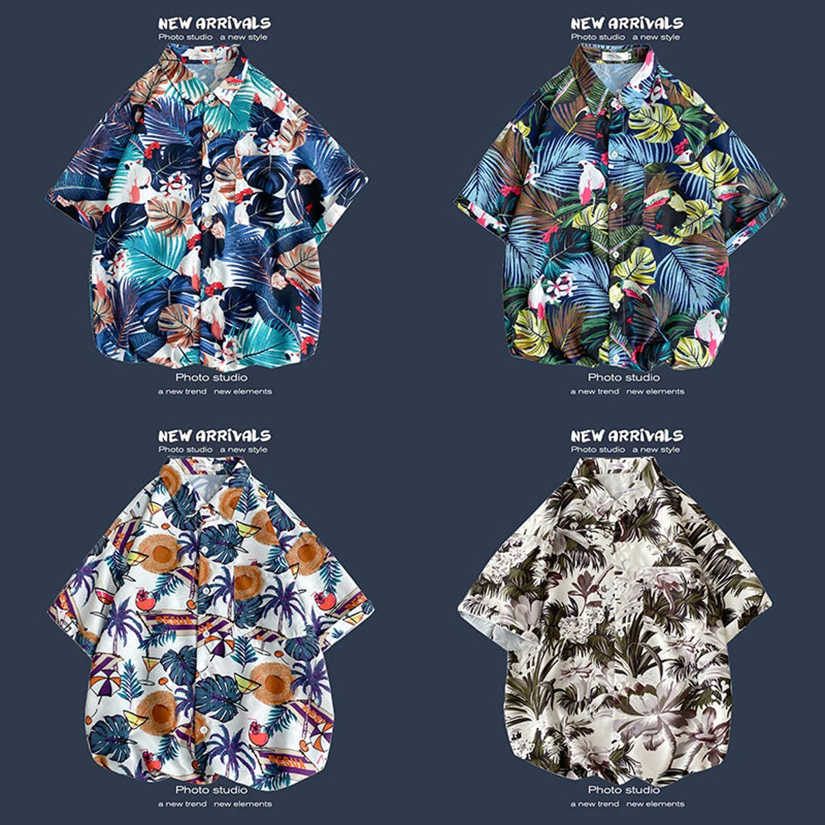 

24 Styles Men's Shirts Men Hawaiian Casual Button Shirts Fancy Printed Short-sleeve Beach Blouses Tops Camicias Chemise Homme