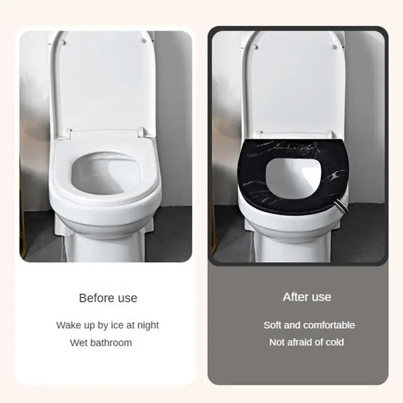 Waterproof Seat Cover Mat Four Seasonal Universal Household Zip Toilet Cover Thicker Soft with Handle Toilet Pad Circle