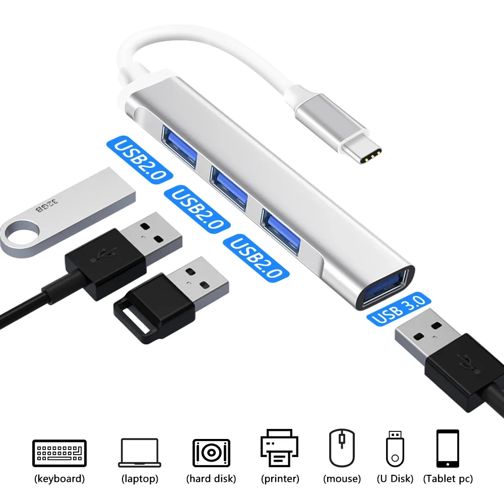 Usb C Docking Station 4 Port Type C Multi Splitter OTG USB HUB Adapter for Macbook 13 HUAWEI Xiaomi Phone Laptop Accessories