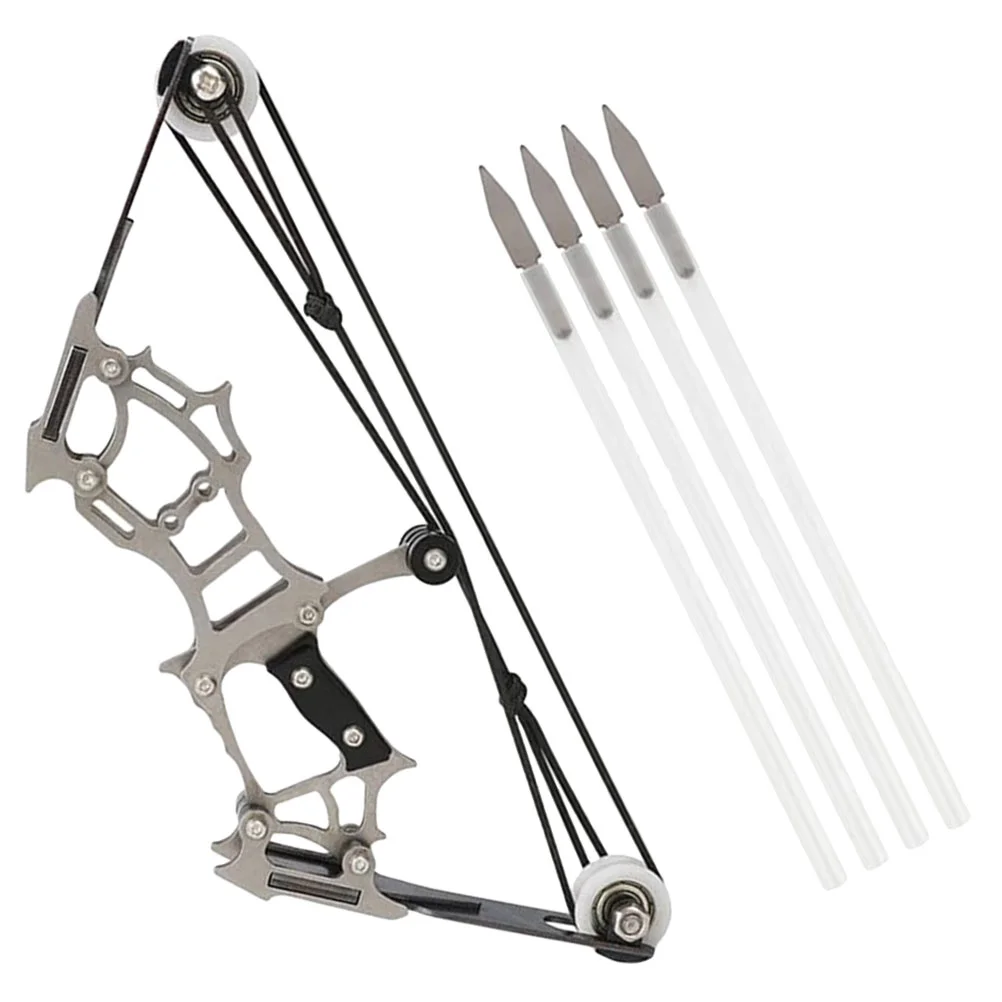 

Mini Bow Miniatures Toy Compound Small Metal Model Finger Stainless Steel Outdoor Game Child Arrow