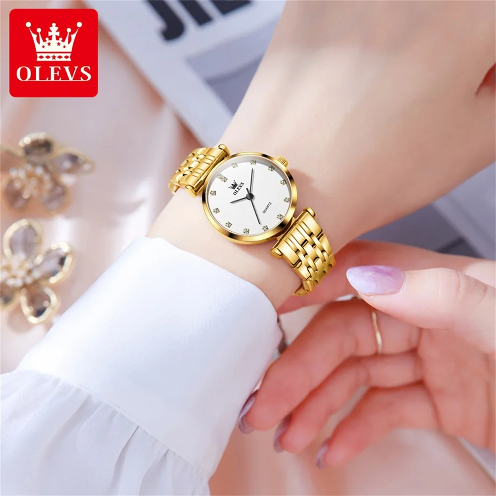 OLEVS 5596 Diamond Luxury Elegant Women Watches Waterproof Original Quartz Watch For Woman Top Brand Business Wristwatch