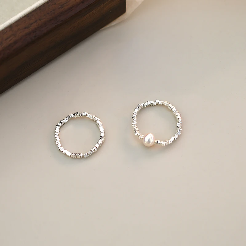 Silver Ring ASHIQI Natural Freshwater Pearl Glossy Broken Silver Ring 925 Sterling Silver Jewelry Party Gift for Girls silver ring silver rings