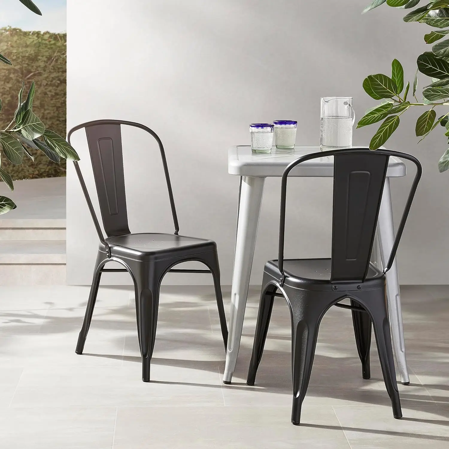 

Metal Dining Chairs, Dark Grey, 1 Count (Pack of 4)