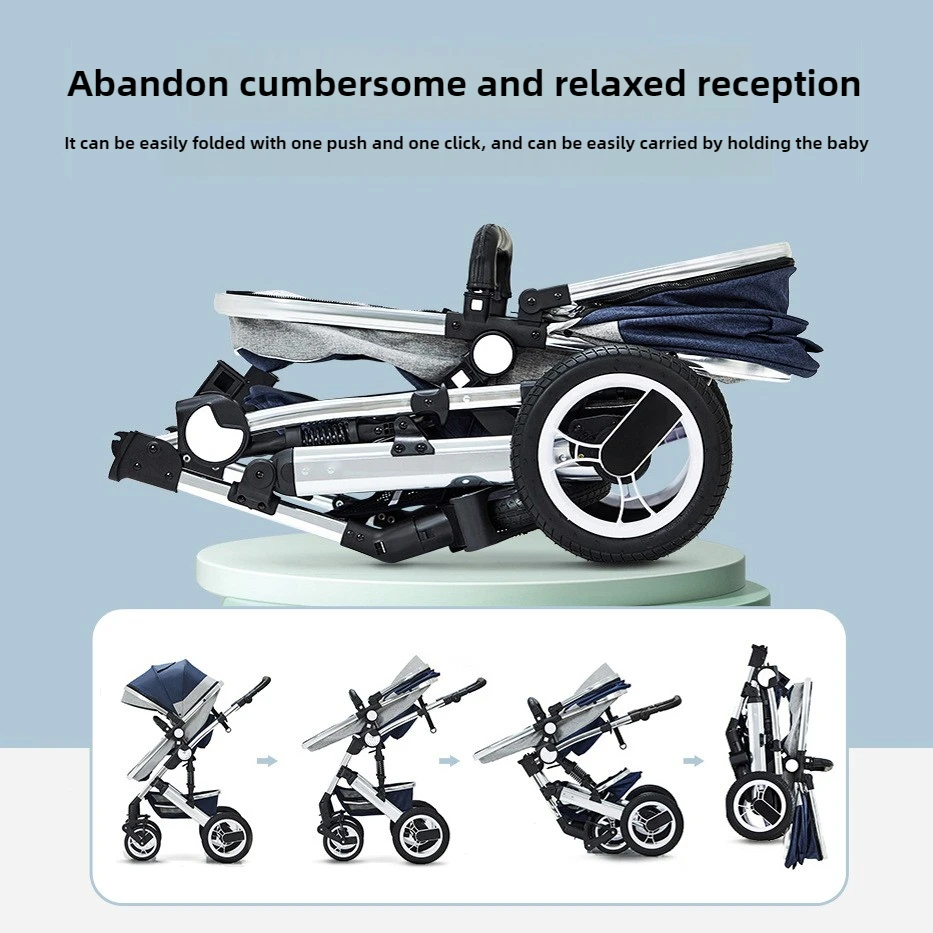 2-in-1 baby stroller sit or lie down bi-directional push shock-absorbing folding high landscape newborn stroller