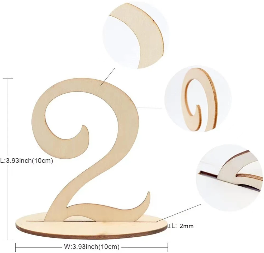 Wooden Wedding Supplies 10pcs 1-10/11-20/1-20 Table Numbers Set with Base Birthday Wedding Party Decor Gifts