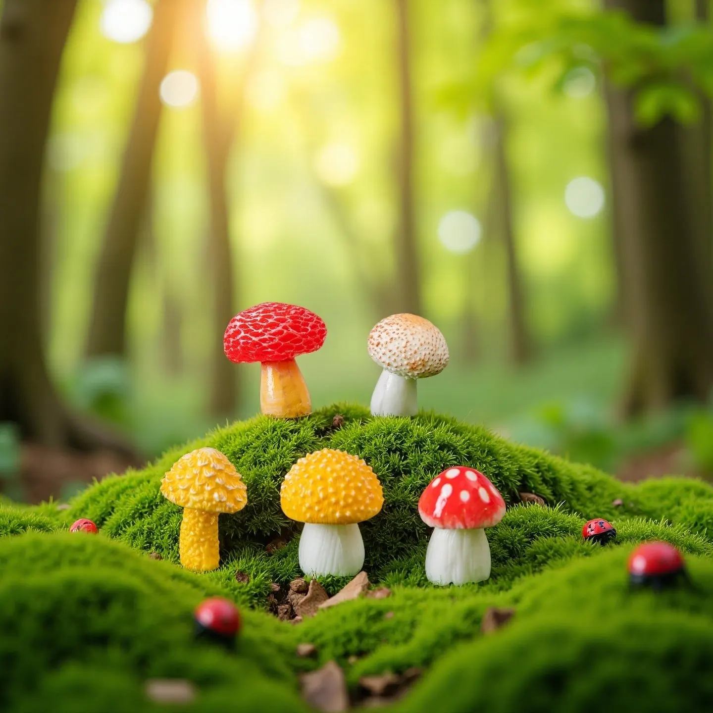 Creative Micro Landscape Healing Mushroom Set – Desktop and Car Decoration Ornaments
