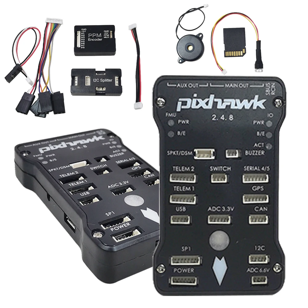 Buzzer 4G Sd + Controller Di Volo Pixhawk Px4 Pilota Automatico Pix 2.4.8 32 Bit + Interruttore Di Sicurezza + Modulo Di Espansione Splitter I2C + Cav