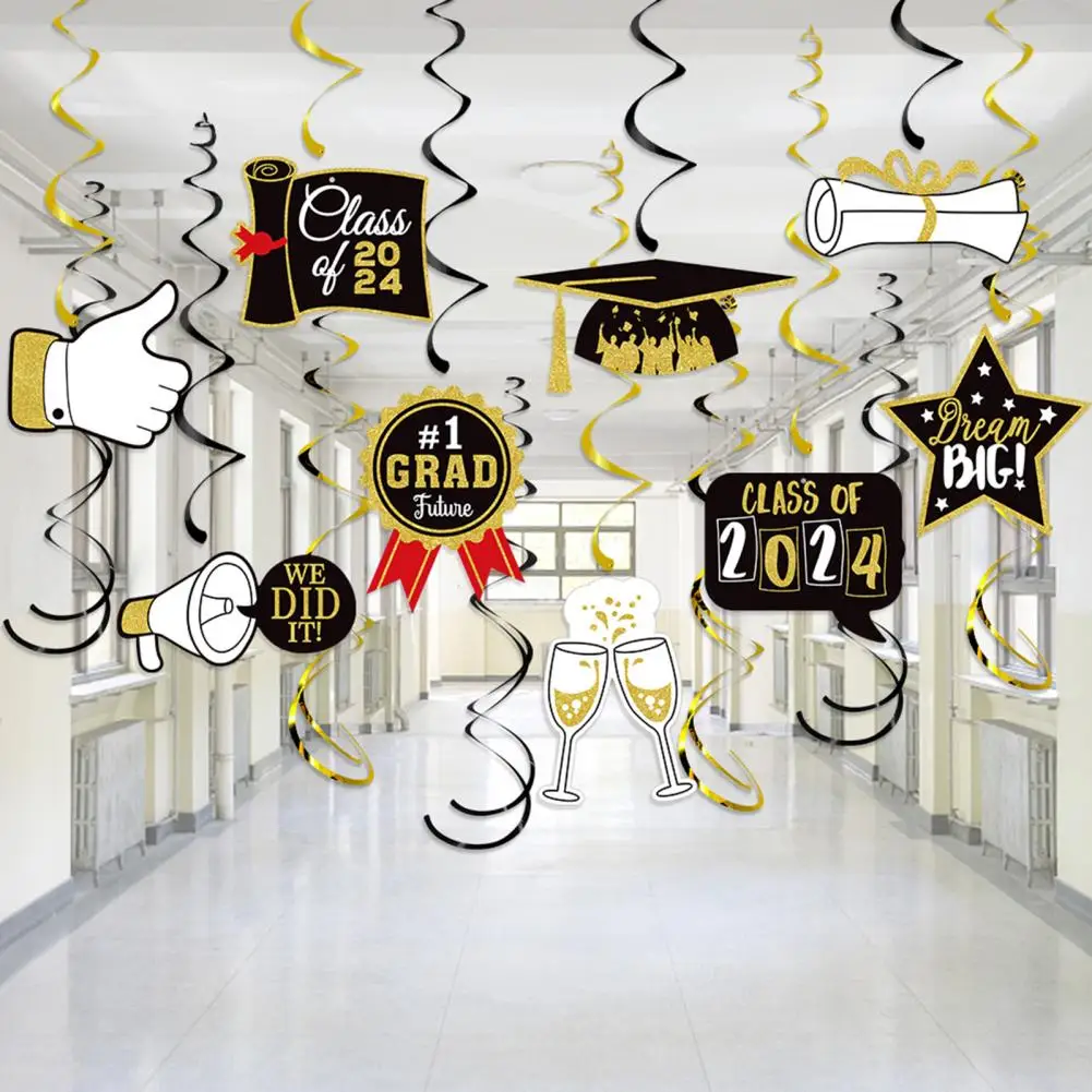 

15Pcs Class of 2024 Graduation Party Decoration Graduation Hat Badge Shape Congratulate Graduation HangingGraduation Party Decor