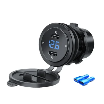 90W USB C Car Charger Socket Dual 45W PD Type-C Power Outlet Fast Charging for 12V/24V Car Marine Boat Sedan RV ATV Motorcycle 1