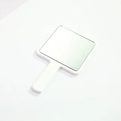 Handheld Square Vanity Mirror with Handle for Eyelash Extensions and Makeup (White)