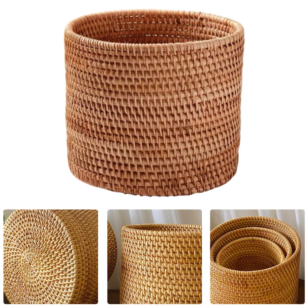 

Round Wicker Baskets- Large Bread Baskets- Bread Rattan Decor Basket for Fruit Serving Tray Organizing Potato Vegetable Small