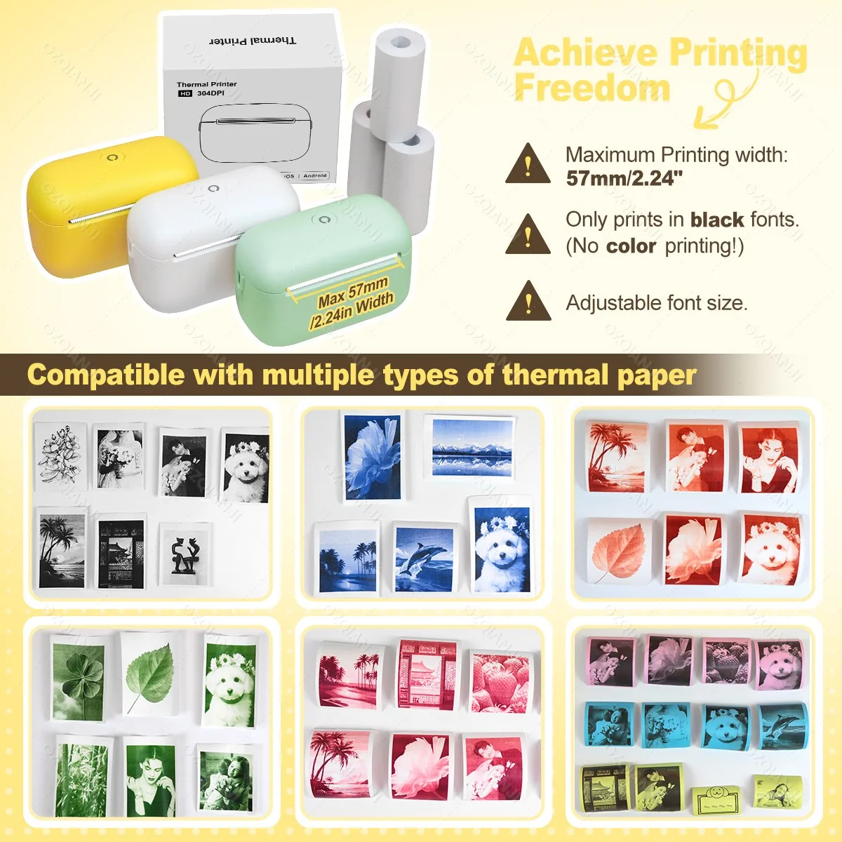 300DPI Mini Portable Thermal Printer Pocket Label Printer 58mm Photo Sticker Printing Wireless Bluetooth Android iOS Printers