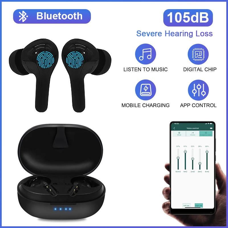 Hearing Aid Bluetooth Hearing Aids Rechargeable Hearing Aid CIC APP Touch Control Fitting Noise Cancelling Sound Amplifier For Deaf Device